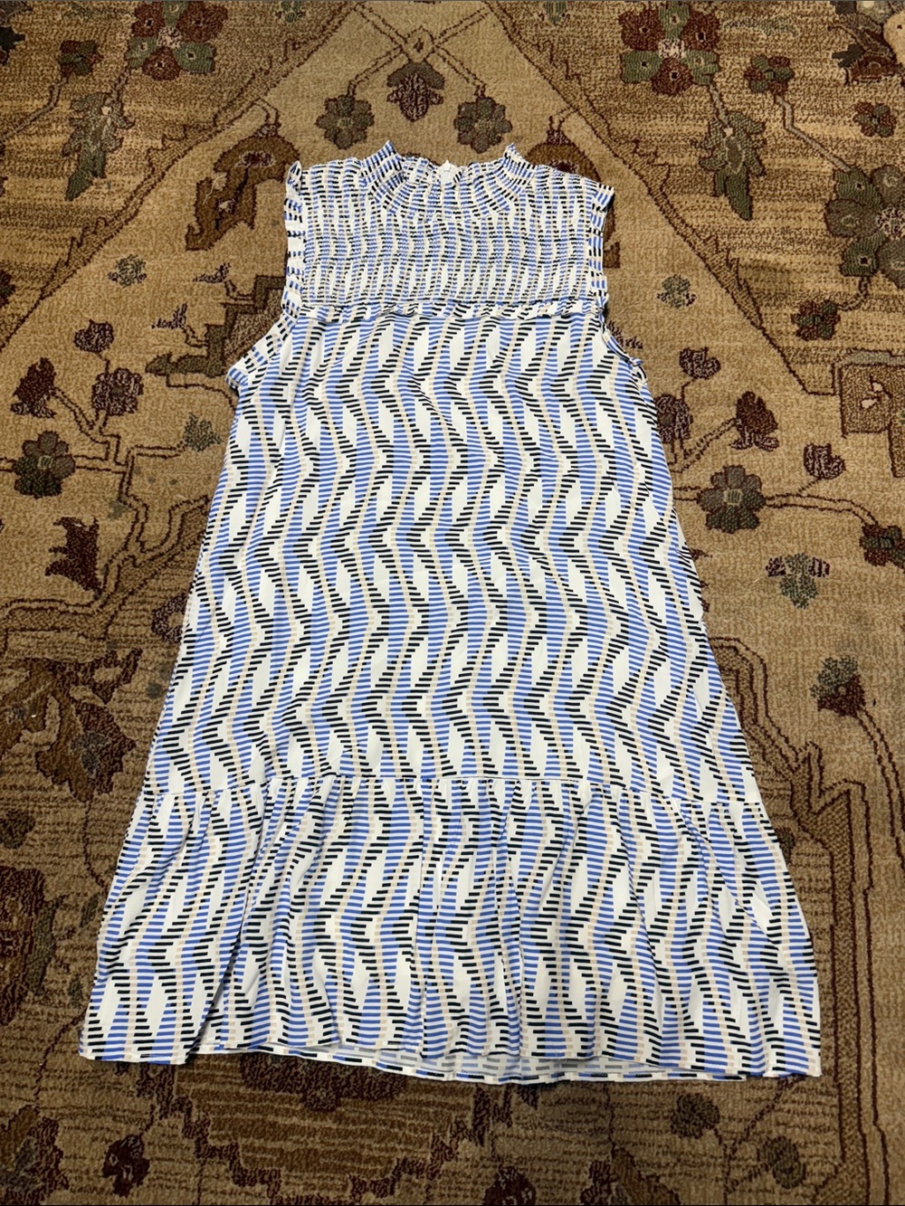 THML blue and white smocked dress medium